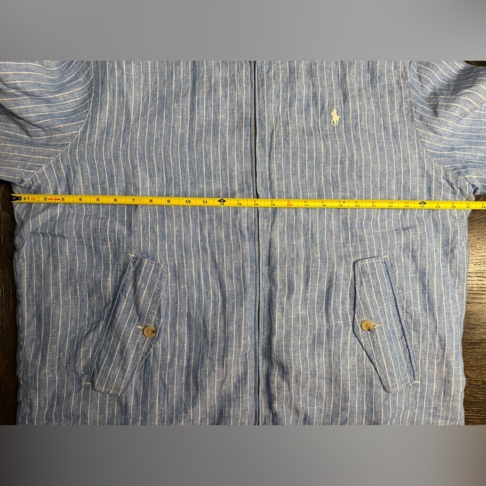 Polo Ralph Lauren XXL Striped Linen Harrington Bomber Jacket Full Zip - Picture 4 of 7